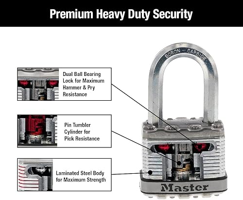 Miniatura 10 de Master Lock M5XTRILF Magnum - Candado resistente para exteriores con llave, paquete de 3 llaves, color plateado