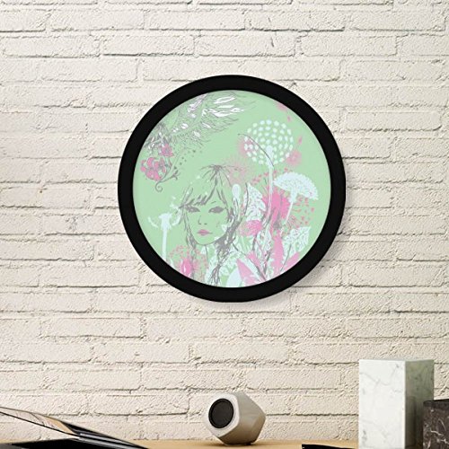 Peinture pissenlit ailes cadre bois rond art mural maison