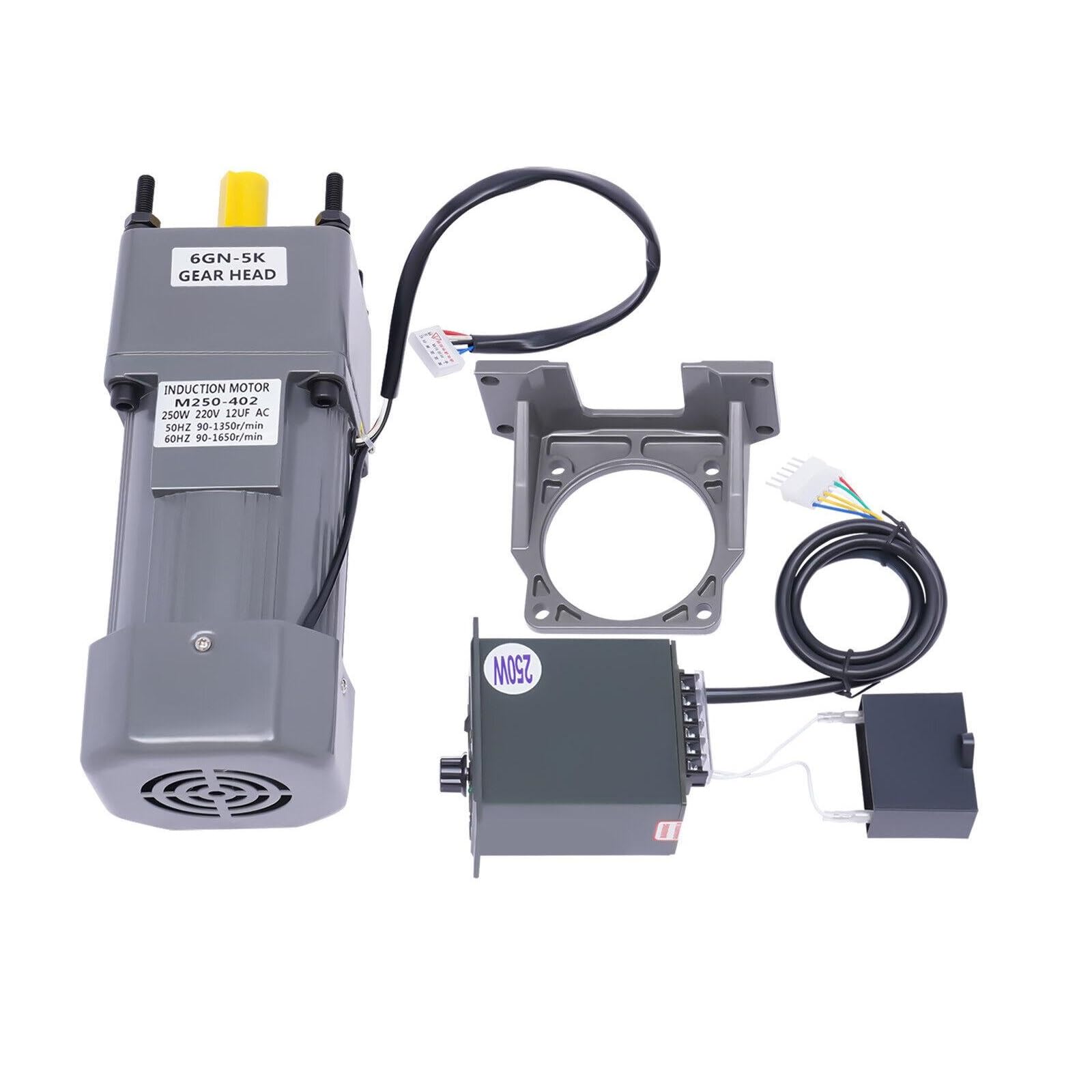 Silnik przekładniowy 250 W, silnik przekładniowy, bezstopniowo regulowany silnik z regulatorem, 220 V 0-270 obr./min.