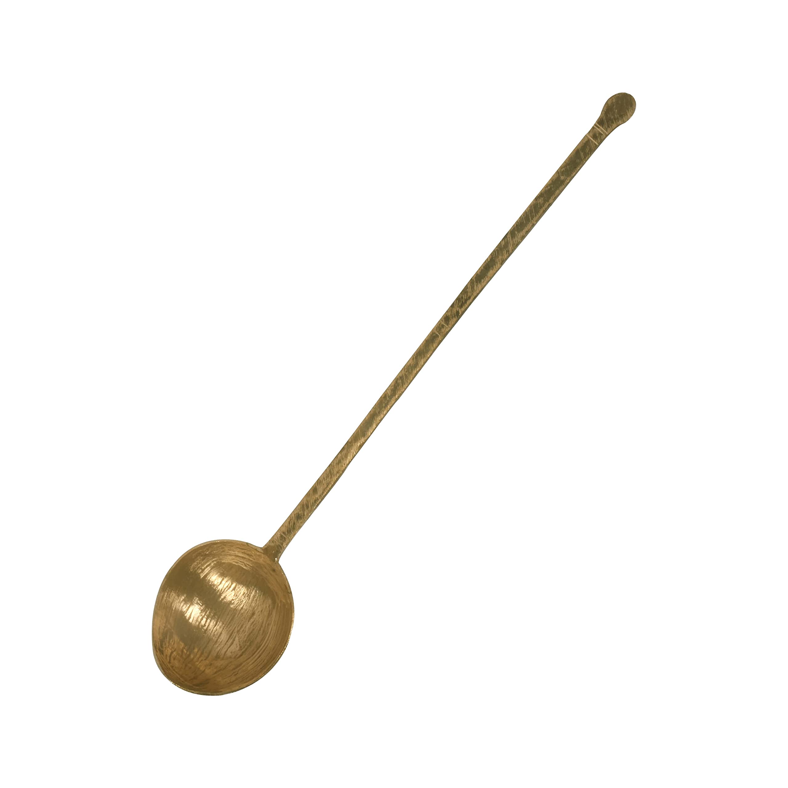 HOKOYA Handmade Traditional Brass Ladle | Handmade Brass Cooking Set for Kitchen (Curry Ladle)