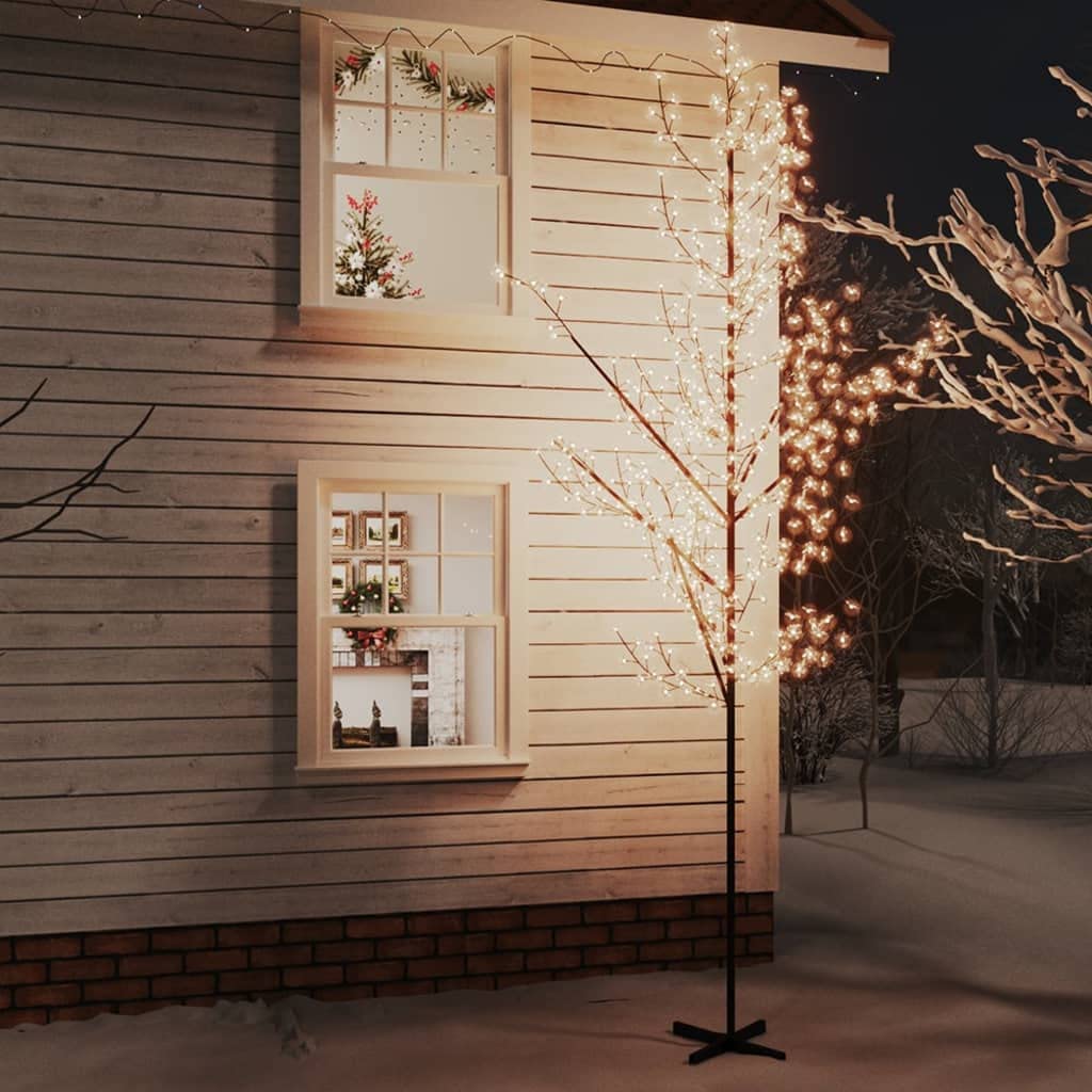 vidaXL LED Baum mit Kirschblüten Lichterbaum Leuchtbaum Kirschblütenbaum Dekobaum Weihnachtsdeko Außen Innen Warmweiß 672 LEDs 400cm