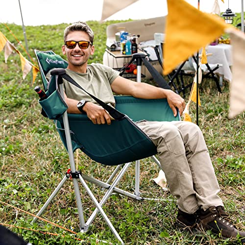 Kingcamp Aluminum Alloy Durable Hammock Swing Chair,Foldable Portable Rocking Camping Chair With Headrest Adjustable Back,Outdoor Camp Chairs For Travel Sport Games Concert Garden #TOP1