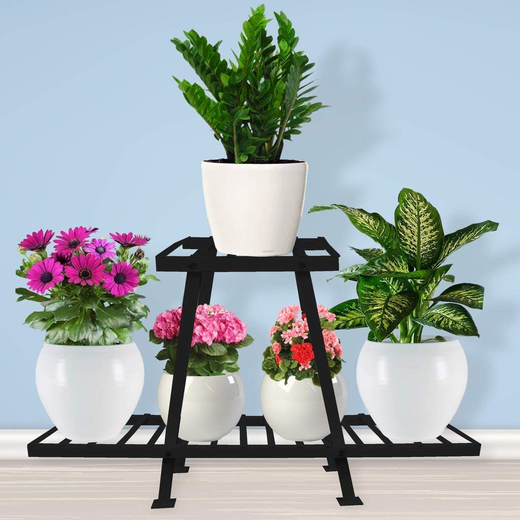 TrustBasket Cosmo Plant Stand (Black) - Multipurpose Stand for Indoor / Outdoor use - Premium Strong Durable Flower Pot Stand for Home, Balcony, Outdoor, Indoor, Living Room Decor (B085WXWZTG) Amazon Price History, Amazon Price Tracker