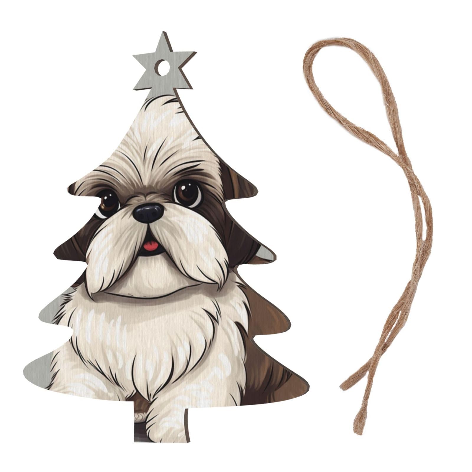 Amazon.co.jp: シーズー犬 クリスマス 木製オーナメント クリスマス