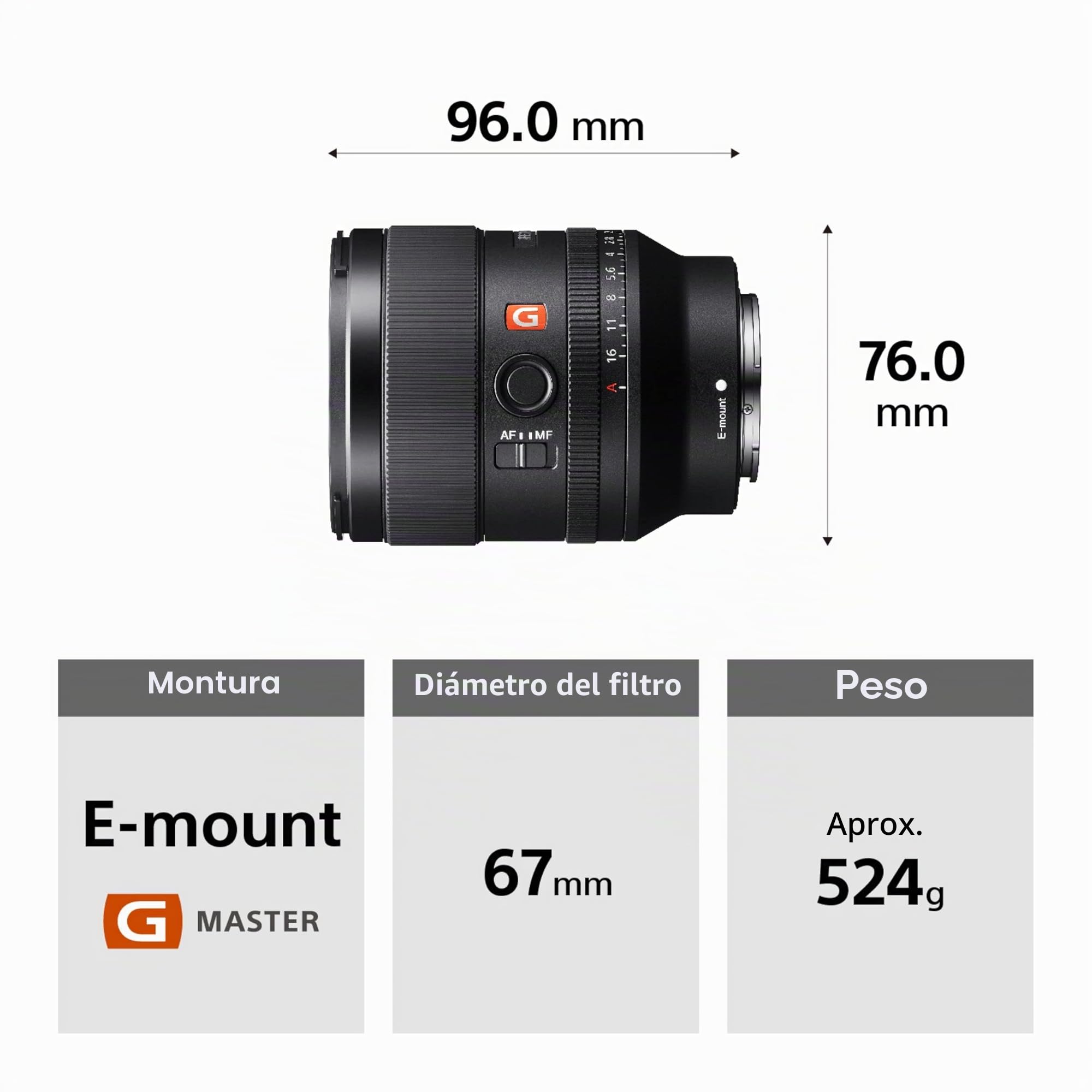 Sony SEL35F14GM - Objetivo Full-Frame FE 35mm F1.4 GM, Objetivo de Focal Fija zoom Serie G Master