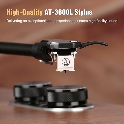 Miniatura 2 de 1 by ONE - Tocadiscos de vinilo con entrada Bluetooth, tocadiscos todo en uno con altavoces integrados, preamplificador de teléfono, cartucho