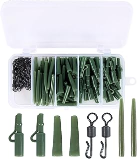 Kit de pesca de carpa, mangas antienredos, cola de goma, cambio rápido, giratorias, aparejos de pesca de carpas