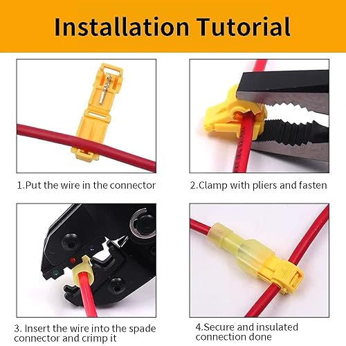 Miniatura 2 de Vrupin 120 conectores de cable en T, color azul 18-14 AWG, impermeables, grifos en T para automoción, autodesprecible rápido empalme en T, kit