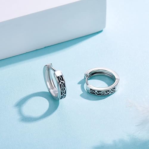 Miniatura 5 de Viking Hoop Earrings 925 Sterling Silver Viking Earrings for Men Small Huggie Hoop Earrings Jewelry Gift for Women Men