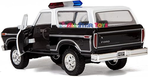 Miniatura 2 de All Star Toys Motormax 1978 Ford Bronco Custom Policía Policial 124 Escala Diecast Modelo Auto 76983 Persecución policial en blanco con barra de luz