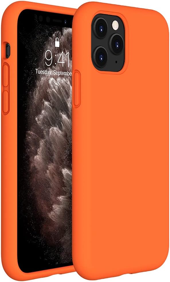 Miracase Liquid Silicone Case Compatible with iPhone 11 Pro 5.8 inch(2019), Gel Rubber Full Body Protection Shockproof Cover Case Drop Protection Case (Orange)