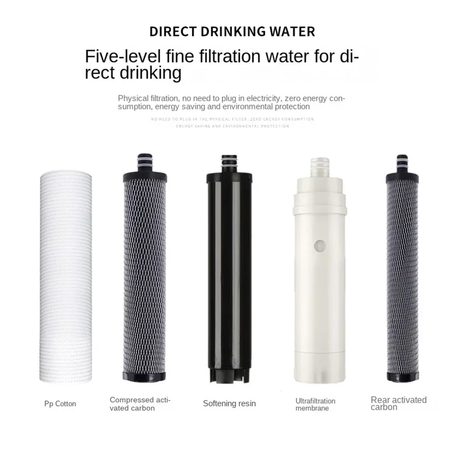 Purificador de agua potable directo for el hogar, cocina de acero inoxidable, filtro de agua for grifo, filtro de agua de ultrafiltración Nivel 5 Con alta tasa de purificación