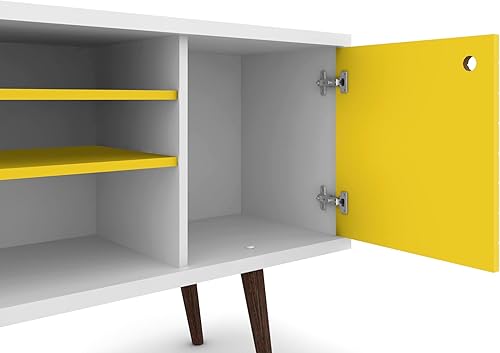 Miniatura 4 de Manhattan Comfort Liberty Collection - Soporte de TV moderno de mediados de siglo con un armario y dos estantes abiertos con patas abiertas, Madera,