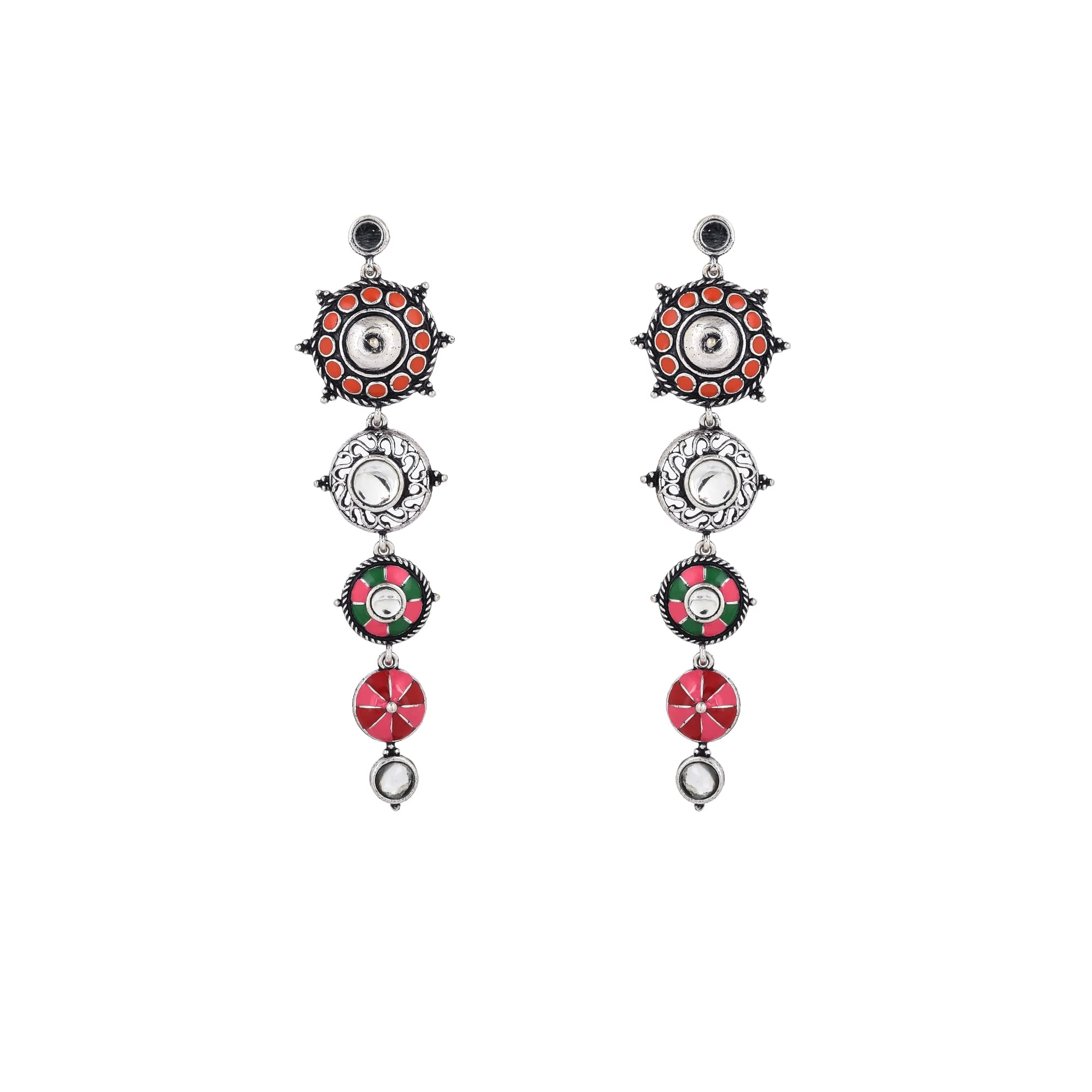 VOYLLA Folklore Enamelled Circular Long Drop Earrings (B0BPY2K3CC) Amazon Price History, Amazon Price Tracker