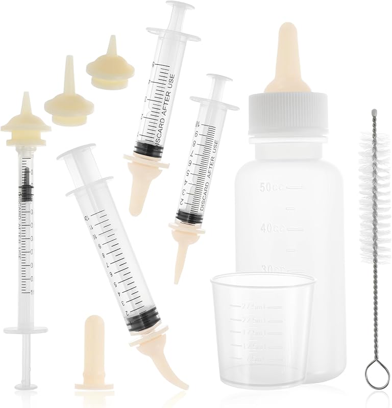 Kit de Amamentação para Gatos, Mamadeira com Bicos de Silicone GLIDESMOOTH, Apricot, 1 conjunto