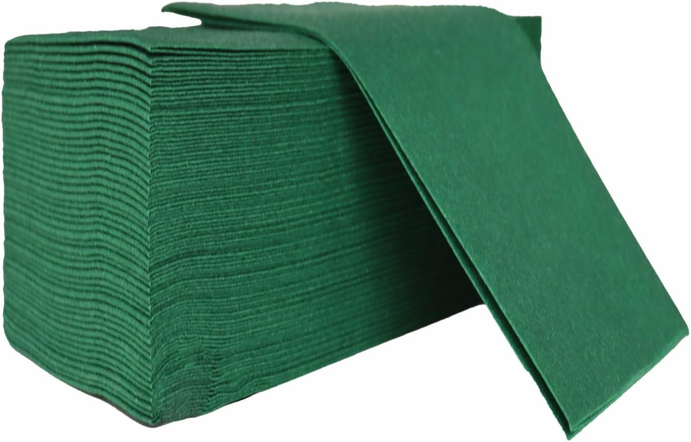 JEBBLASCloth-Like Paper Napkins, Disposable Guest Towels, Linen Feel Hand Towels, Soft, Absorbent Paper Hand Towel for Kitchen, Parties, Bathroom, Restaurant, Events, 7.8” X 15.7” 50 Pcs, Green