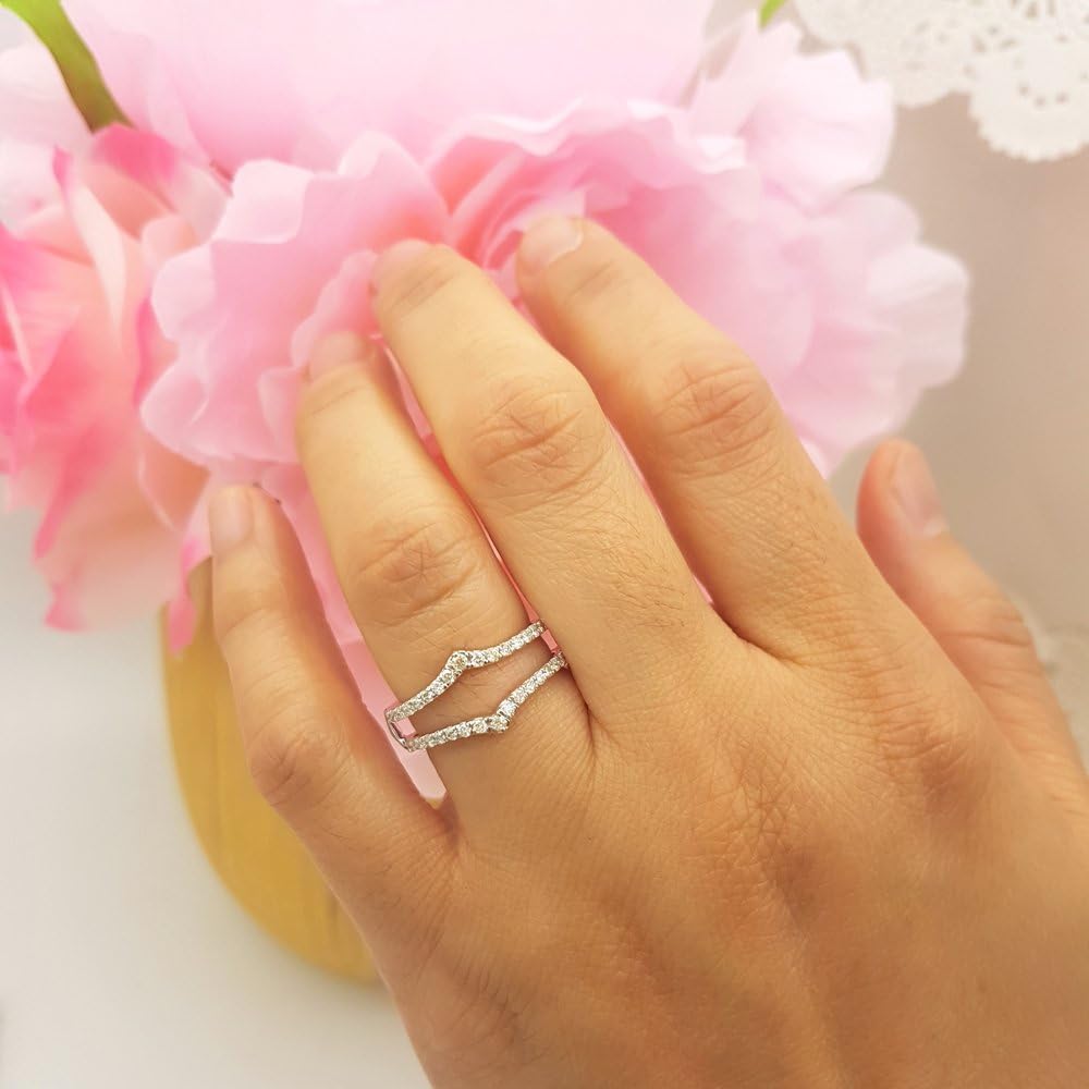 Classic Round Cut Cubic Zirconia Enhancer Women's Wedding Engagement Guard Ring Enhancers Ring 14K White Gold Over Sterling Silver