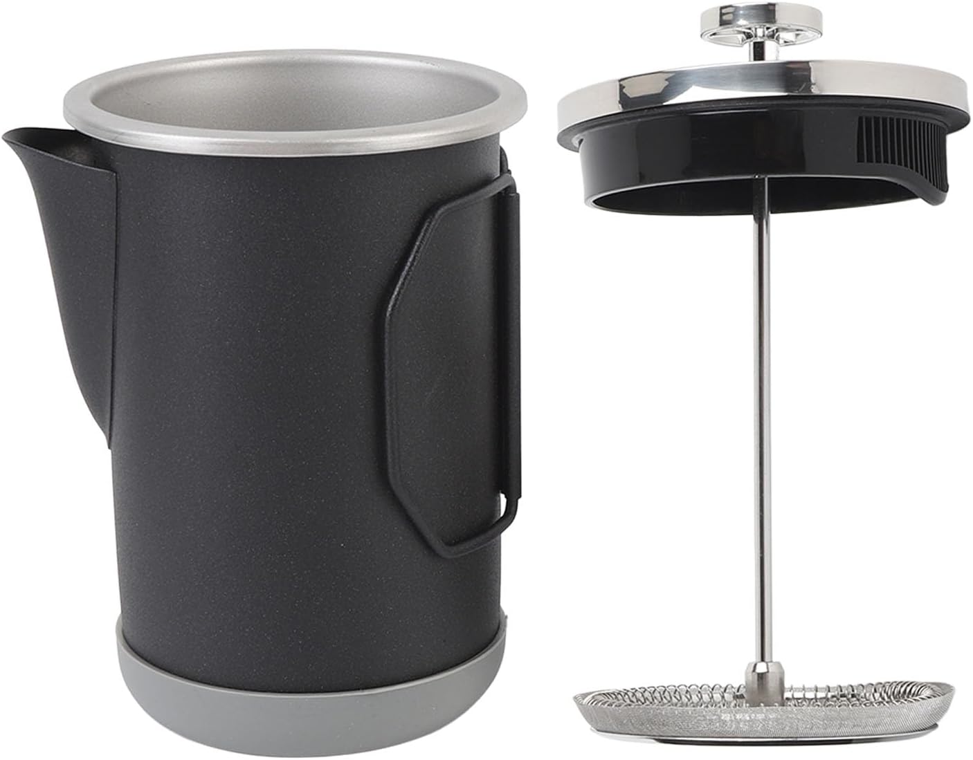 Stylish 304 Stainless Steel French Press Coffee Maker, 1000ml Portable Hand Brewed Coffee Press Pot for Camping, Simple Maintenance and Versatile Use (Black)