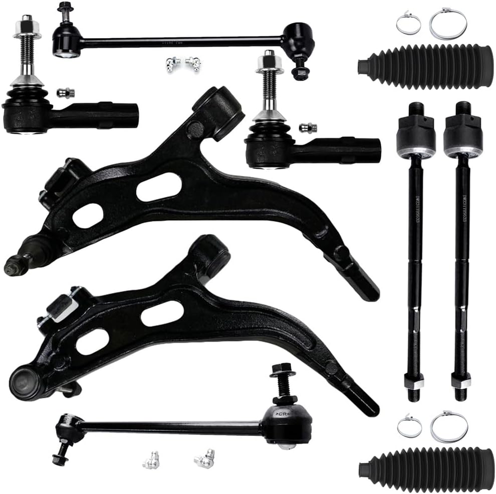ASAPE 10 Pcs Suspension Kit - Fit 2005-2007 for Mercury Montego 2005-2007 for Ford Five Hundred, Include - Front Lower Control Arm and Ball Joint Outer Inner Tie Rod End w/Boot Sway Bar Link