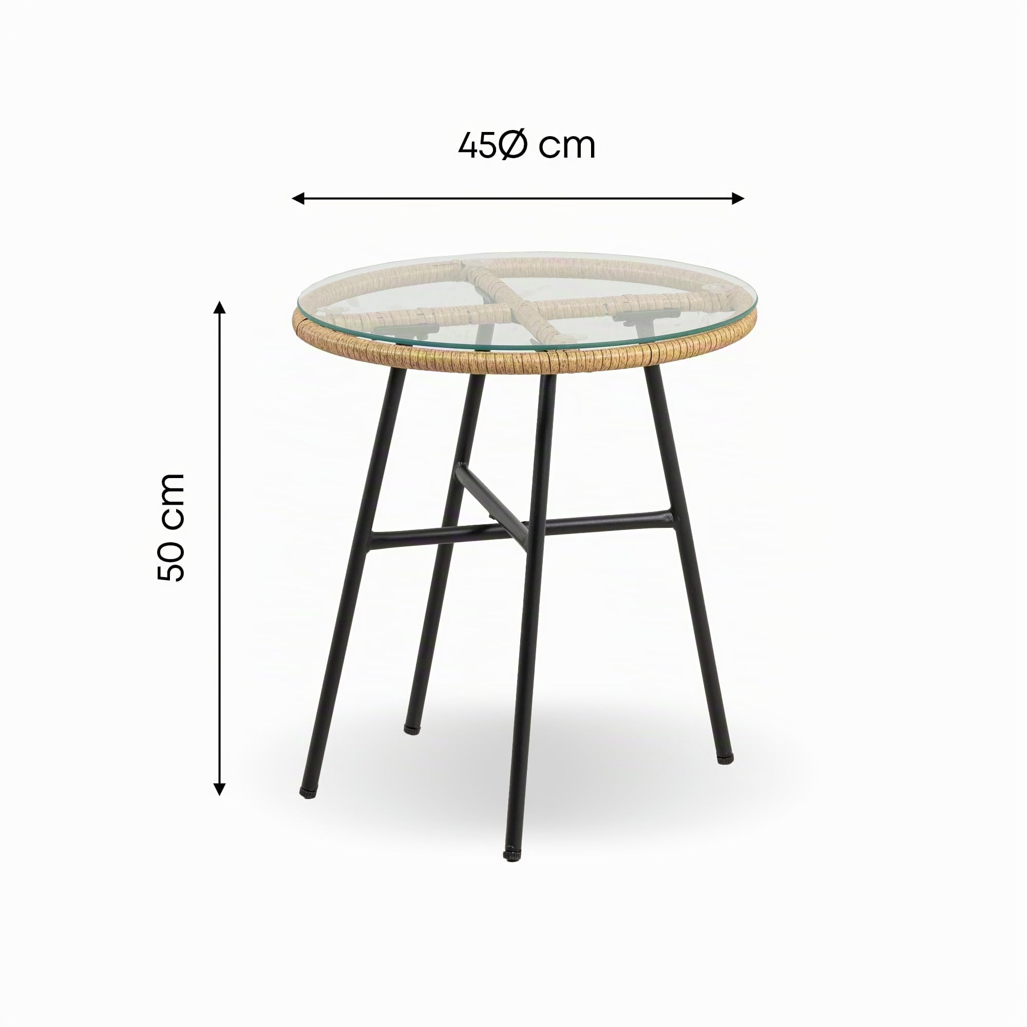 Salottino Da Esterno Set Bistrot Poltrone E Tavolino Elegante In Rattan Terrazzo Balcone Giardino Telaio In Acciaio Tavolo Salotto Con Piano In Vetro Con 2 Sedie Con Comodi Cuscini - Malang