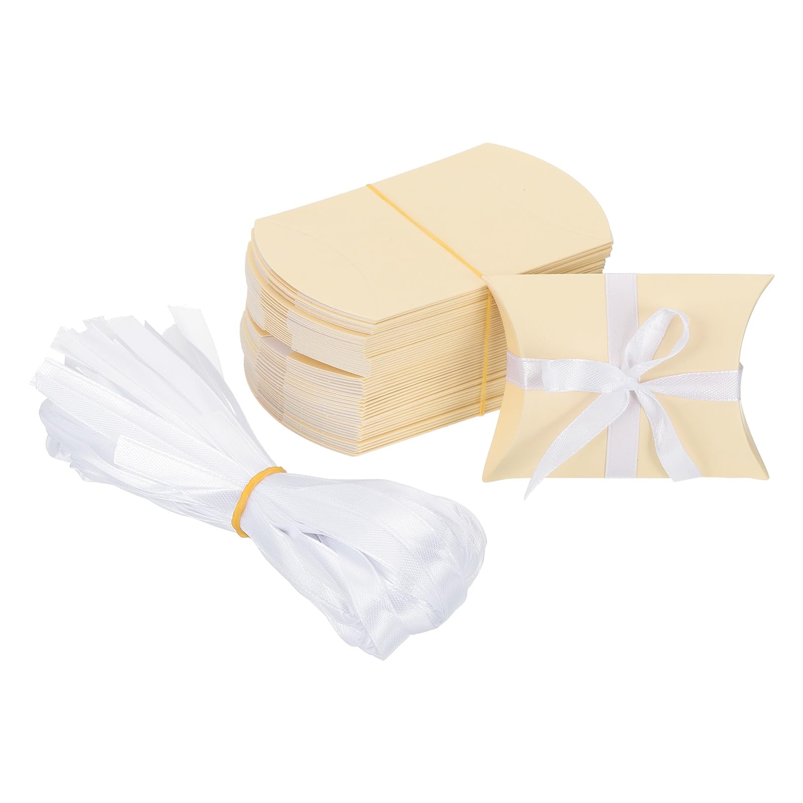 PATIKIL Small Gift Boxes, 100 Pcs 3.5x2.5x1 Inch Pillow Boxes Candy Thank You Treat for Wedding Party Favor Pen Birthday Gift Jewelry Greeting Card, Beige