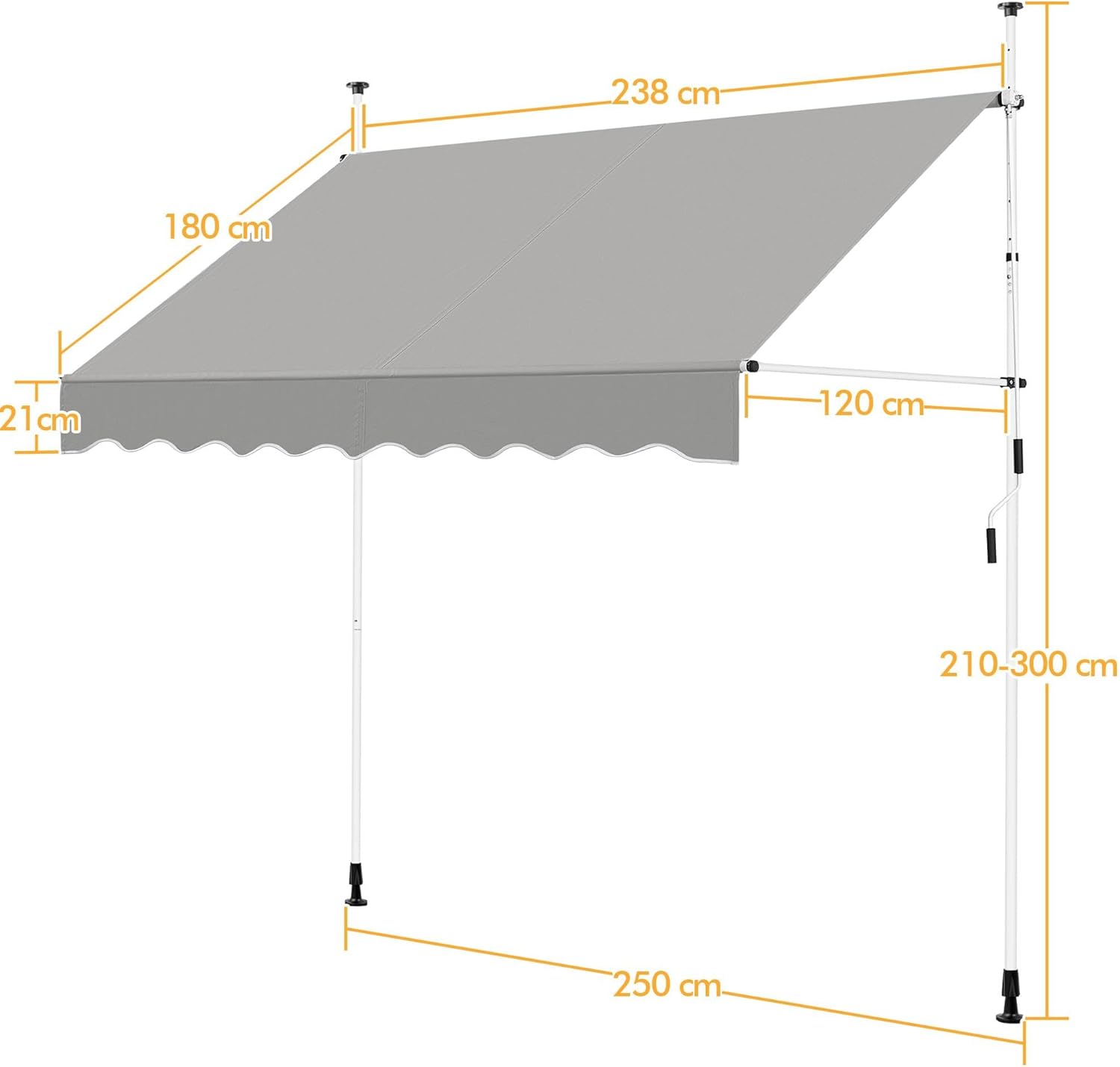 Тент, встановлений над вікном на балконі, забезпечує тінь.