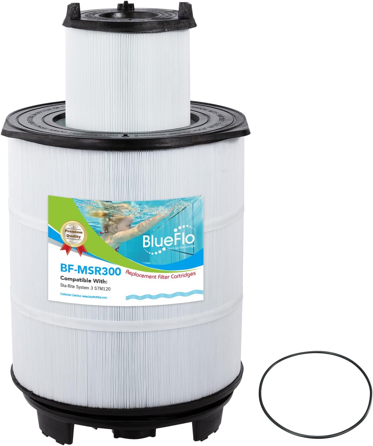 S7M120 Pool Fliter Cartridges Inner and Outer Set Replacement for System 3 S7M120, Sta-Rite 25021-0200S & 25022-0201S, SR300, Pentair 300sq.ft (Black)