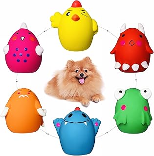Squeaky Dog Toys for Small Dogs and Medium Breeds, Puppy Small Dog Toys Squeaky Dog Balls 6pcs (2.0 * 2.0 * 2.7inch, for Mini, Small, Medium Breeds)