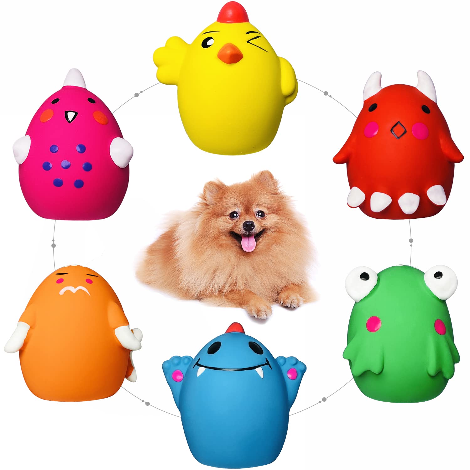 HOLYSTEED Squeaky Dog Toys for Small Dogs and Medium Breeds Puppy Small Dog Toys Squeaky Dog Balls 6pcs