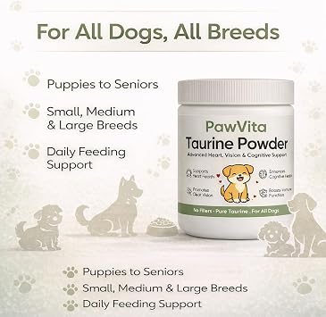 Pawvita Pure Taurine Powder, Paw Vita Taurine Supplement for Dogs, Supports for Heart, Vision & Daily Wellness in Dogs 99.9% Pure Taurine Powder (1)