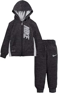 Boy`s Therma Full Zip Hoodie & Pants 2 Piece Set (Black Heather(76G806-K08)/Black, 4T)