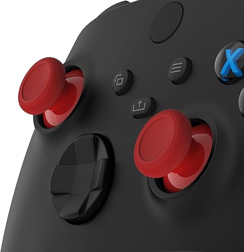 Vista 6 de eXtremeRate Palancas de pulgar rojo carmín + botones de repuesto rojo escarlata para controlador Xbox Series XS