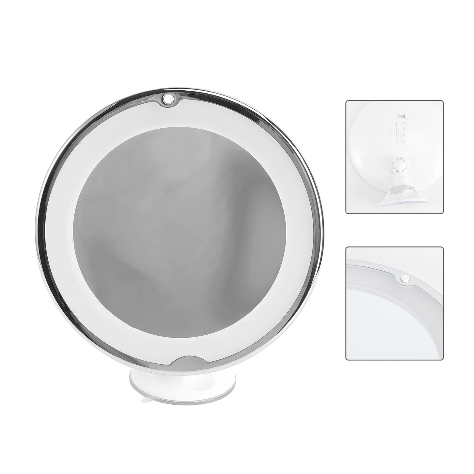ibasenice Specchio per Trucco Tondo 7x con Illuminazione LED e Ventosa Bianco in Vetro per Bagno e Uso Personale