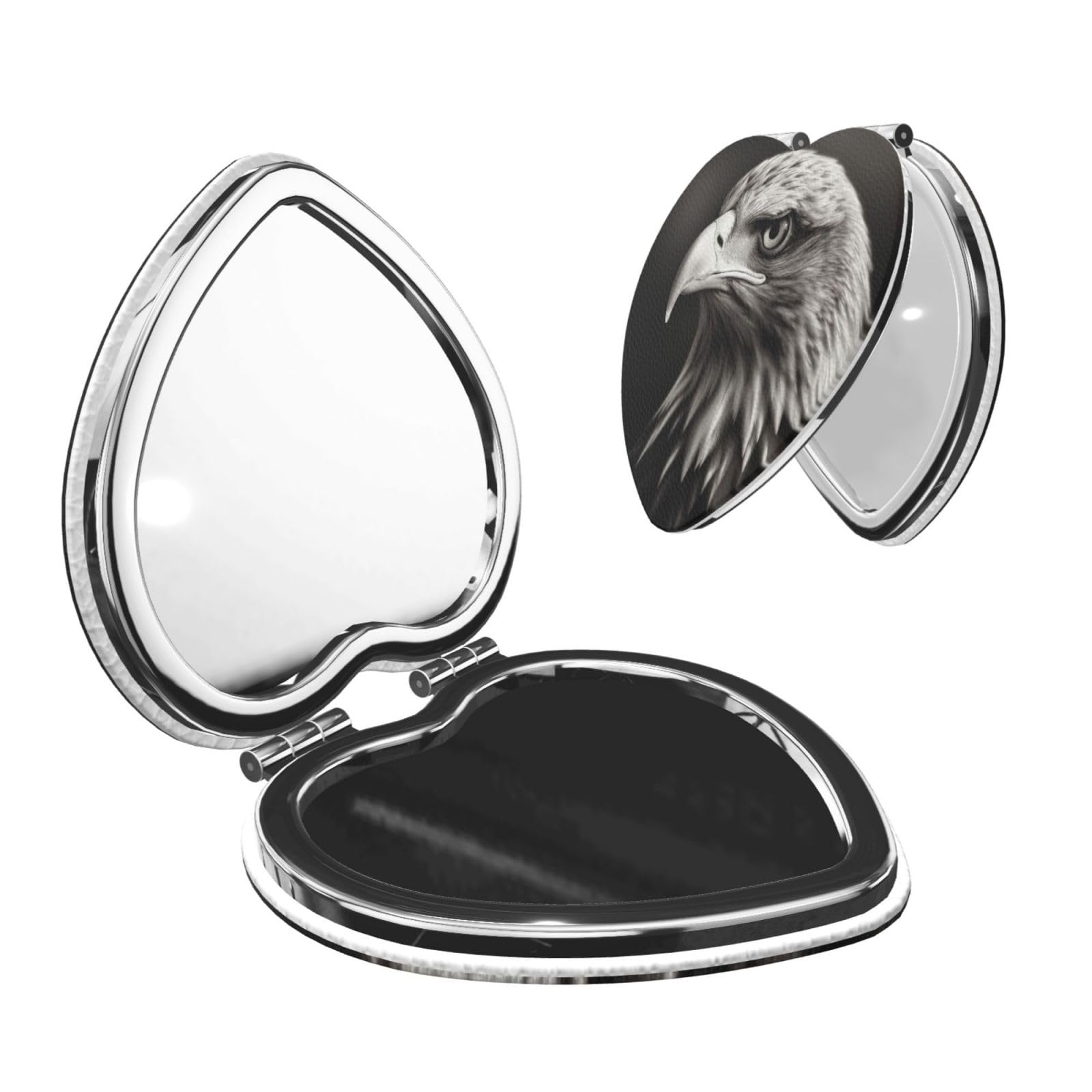 DWVTSLH Eagle Black and White Compact Mirror for Purse, Double-Sided 2X/1X Magnifying Mirror for Women Men, Travel Makeup Mirror for Handbag, Handheld Vanity Mirror for Gift