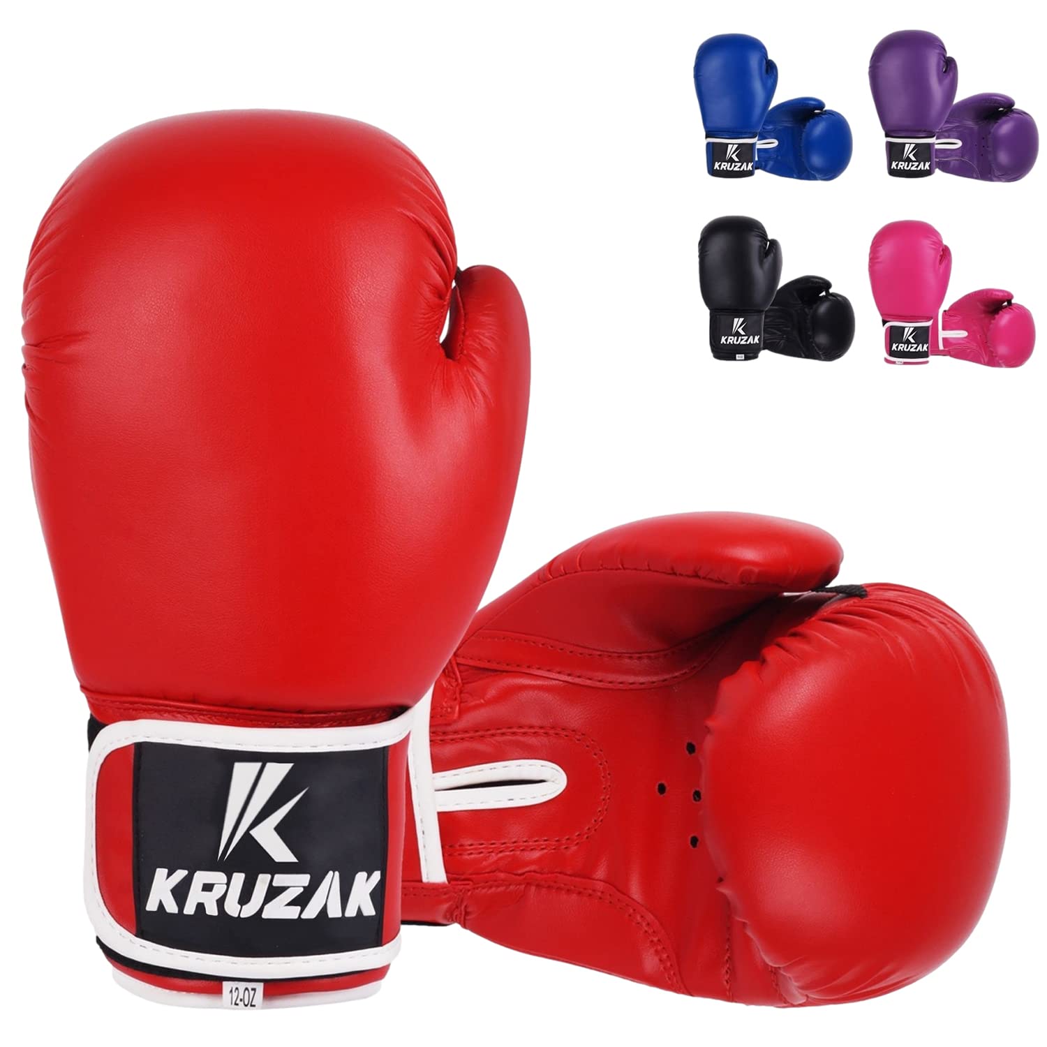 Kruzak Plain Boxing Gloves for Sparring, Kickboxing, Muay Thai, Martial Arts & MMA Fighting - Men & Women Punch Bag Mitts Training and Focus Pads