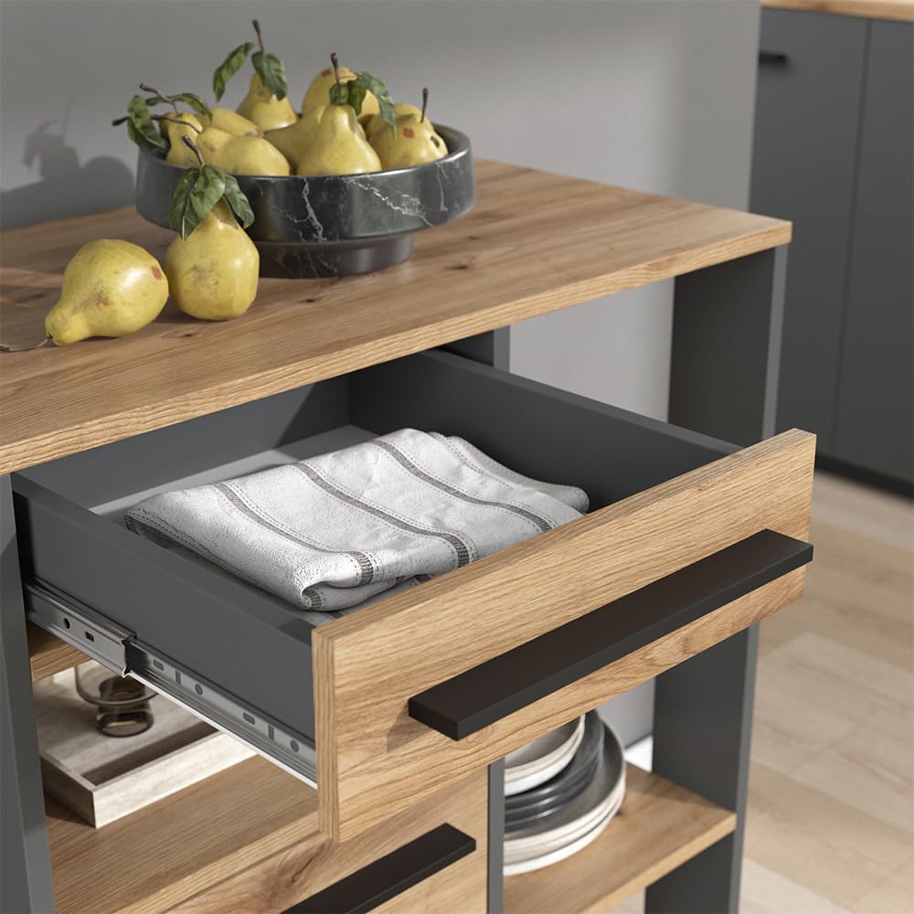 Vicco Buffet da cucina Pure, Rovere artigianale/Antracite, 72.2 x 90.8 cm | con ripiani regolabili in altezza per un utilizzo flessibile