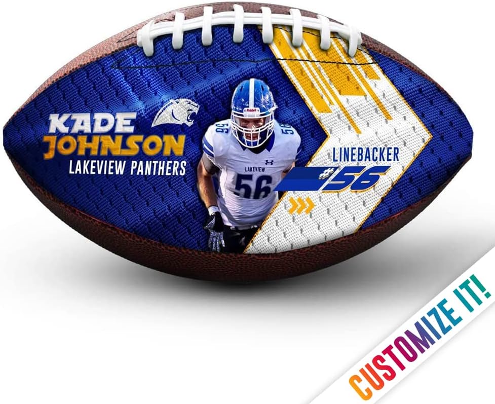 Make-A-Ball Custom Photo Football | Printed with Personalized Picture and Text | Great for Players, Senior Night, Coach Gifts, Team Gifts (Football - Full Size)