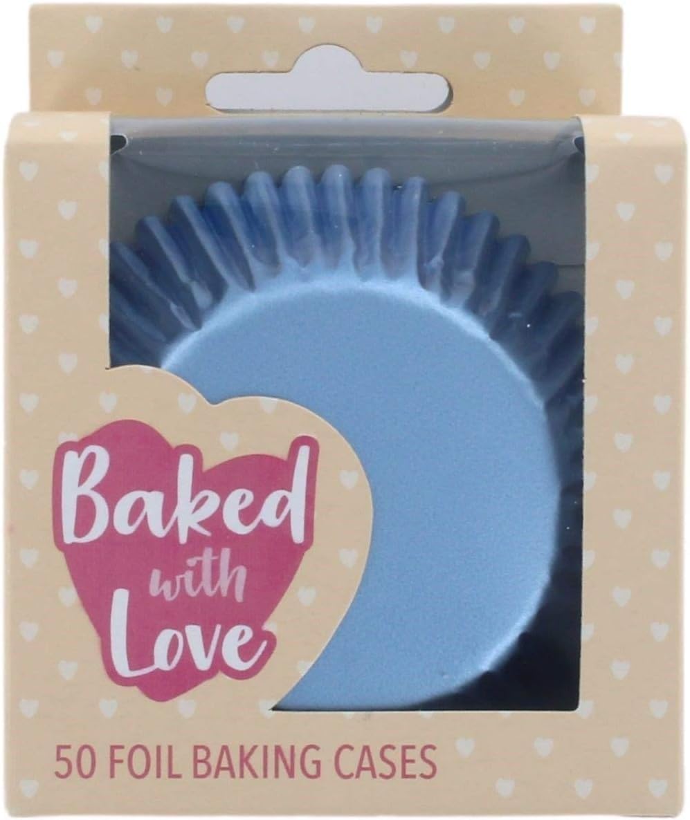 Baked with Love Foil Baking Cases,Cups, Greaseproof Cupcake Cases, Ice Blue- Pack of 50, 0650176