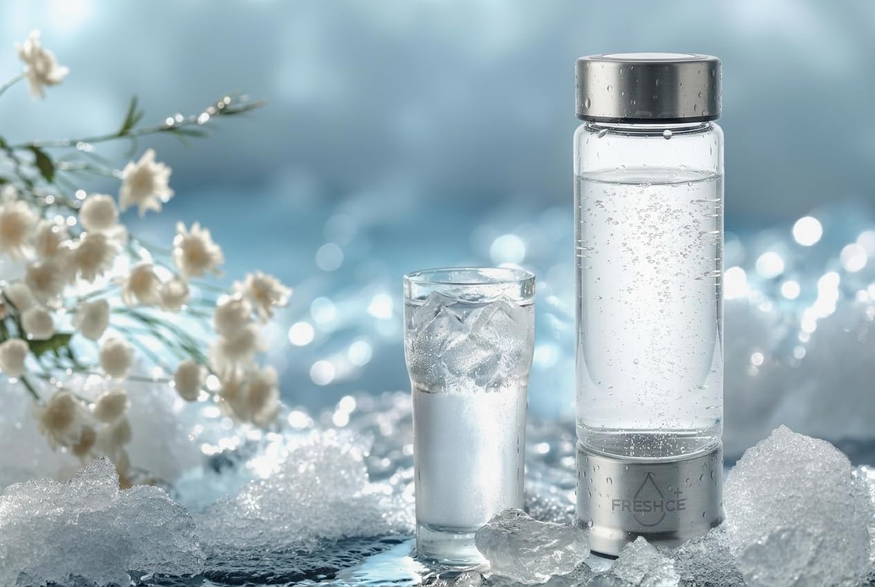 Hydrogen Water Bottle – Hydrogen Water Machine Generator, Glass Water Bottle with SPE/PEM Technology, Portable Rechargeable Water Electrolyzer 1800 PPB, BPA-Free for Home, Office, Gym & Travel
