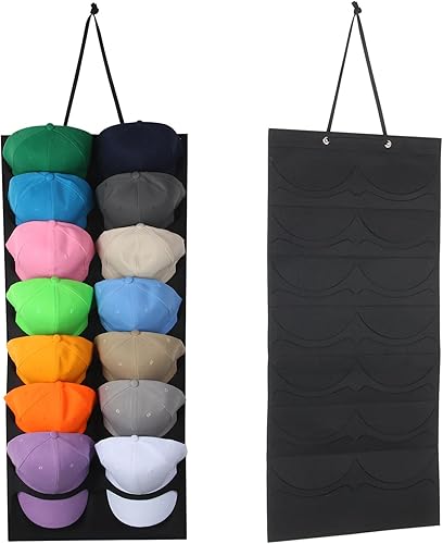 Perchero para gorras de béisbol, 14 bolsillos profundos, percheros para gorras de béisbol, perchero para sombreros de béisbol para puerta de pared