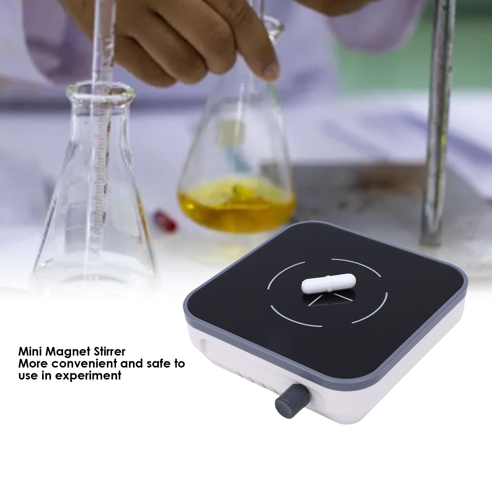 Agitatore Magnetico, velocità Regolabile da 300 a 1500 Giri/min, capacità 2L, Adatto per Piastre di Vetro temperato da Laboratorio