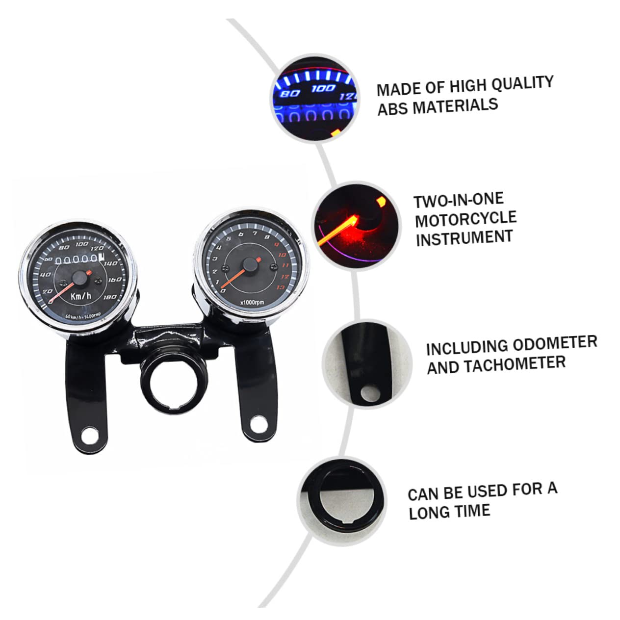 Vaguelly 12V Motorcycle Durable LED Speedometer Odometer High Visibility Display Easy Installation for Motorcycles Glare Screen Practical Motorcycle