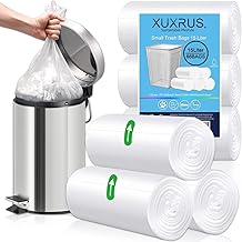 XUXRUS Small Bin Liners 15 Liter,66 Counts Clear Plastic Garbage Bags Wastebasket Trash Can Bin Liners for Pedal Bathroom Bedroom Office,Fit 15 Liter, 3Gal,Clear