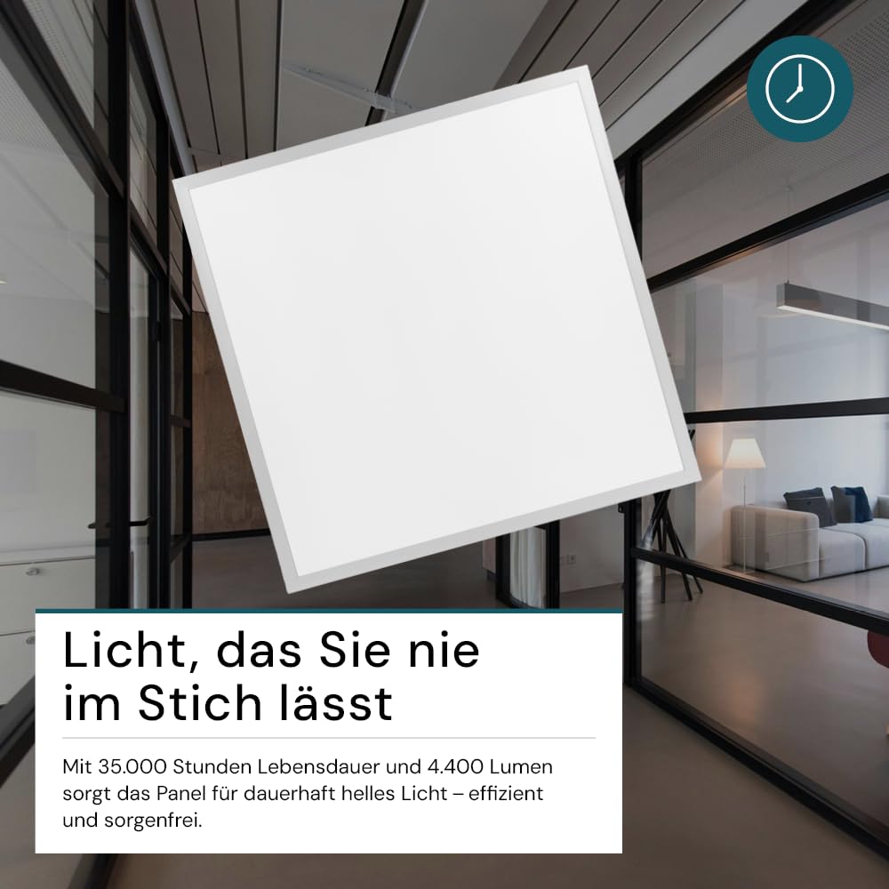 LUXULA LED BackLit Panel, 62x62 cm, IP44, 40W, 4400lm, 4000K Neutralweiß, 110° Abstrahlwinkel, LED Deckenleuchte, Büro und Küche, Rasterdecke 62x62, Deckenplatten 62x62, inkl. ENEC Marken-Netzteil