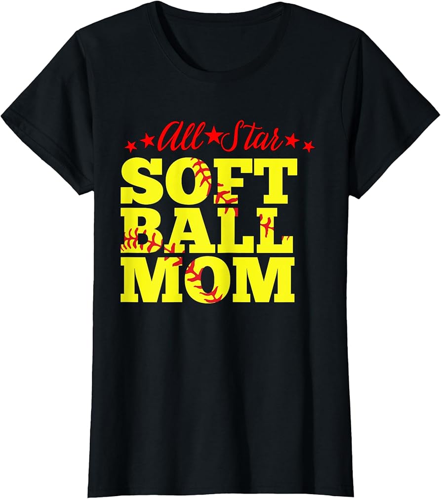 All Star Softball Mom Design T-Shirt