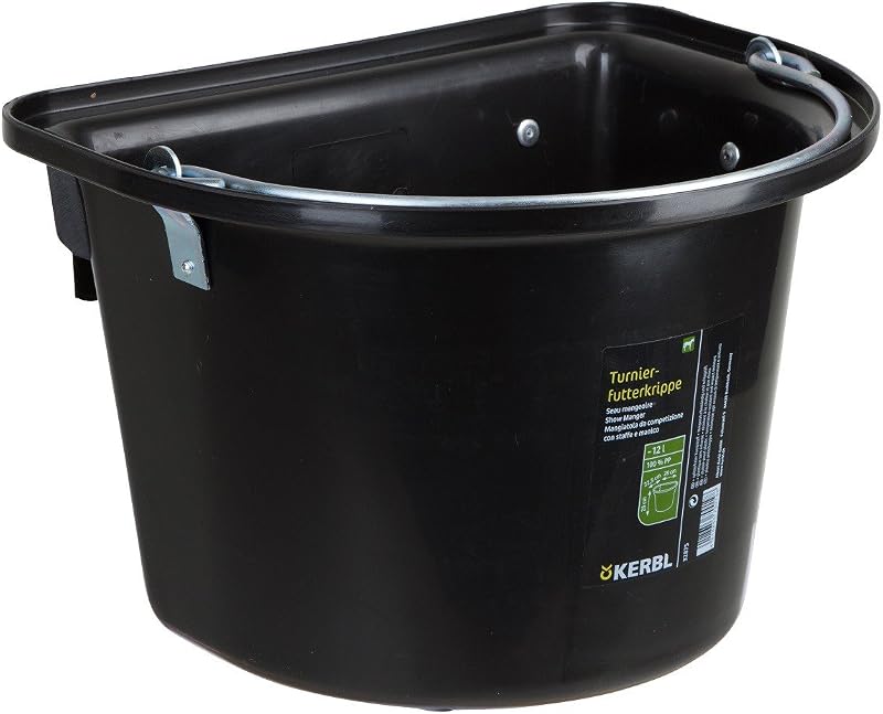 Kerbl Seau Mangeoire avec Anse pour Cheval Noir 12 L
