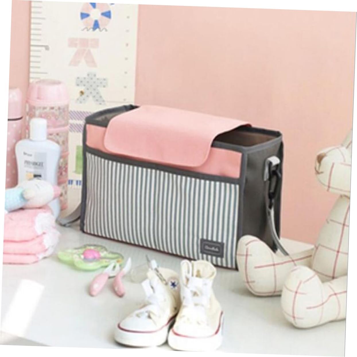 SUPVOX Stroller Organizer Diaper Bag for Mom Stripe Design Carriage Organizer