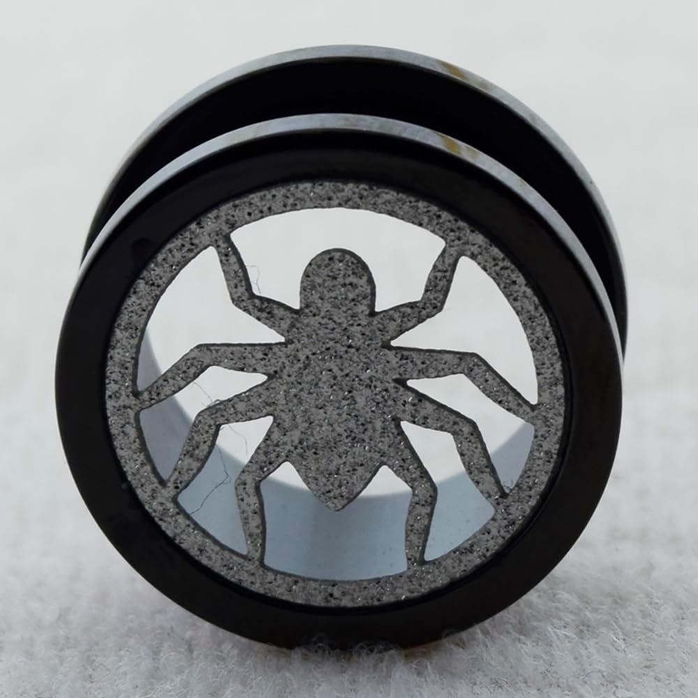 Cut Out Glitter Spider Black Anodized Surgical Steel Ear Gauge Flesh Tunnel - Stretching - Ear Piercing Body Piercing Jewelry