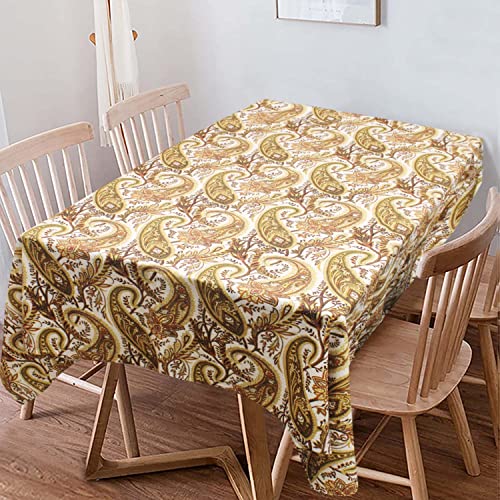 Image of AAZEEM Printed Tablecloth Soft Feel Table Cover 4-6 Seater,Table Cover,Dining Table Cover, Table Linen,Dining Table Chair Cover,Dining Table Cover 6 Seater(Rectangle /Oblong, 55 x 70 Inch, Golden)
