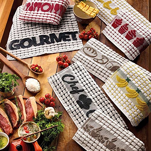 Kit Panos de Prato Teka Gourmet Banana e Galo 2 Peças